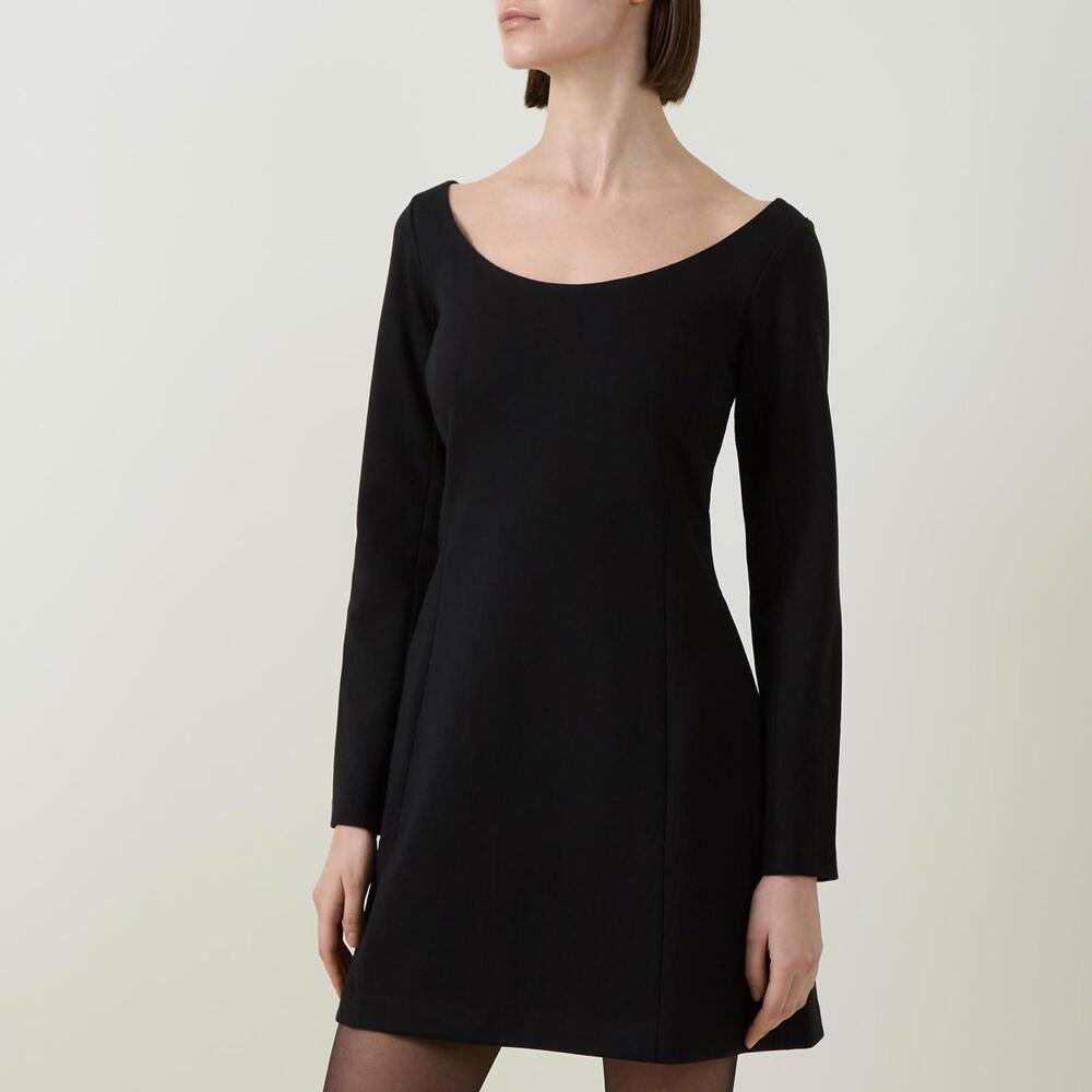 New SPANX Ballet Ponte Long Sleeve Mini Dress In Black Size S $168